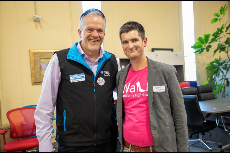 Ambassador Craig Youdale of Niagara College with Gillian's Place's Graeme Dargavel. 