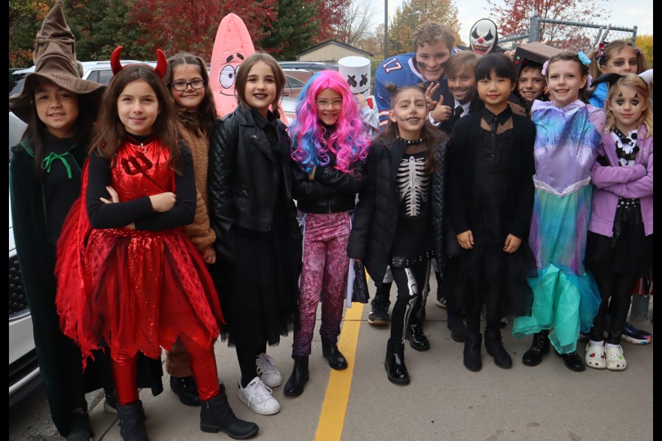 It was a perfect for Halloween as St. Davids students from all grades, and even teachers, paraded through the village in their costumes, parents gathering to watch. 