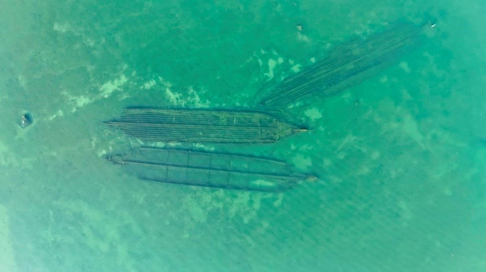 The 3 wrecks from the air, photographed with thanks to Michel Gosselin.