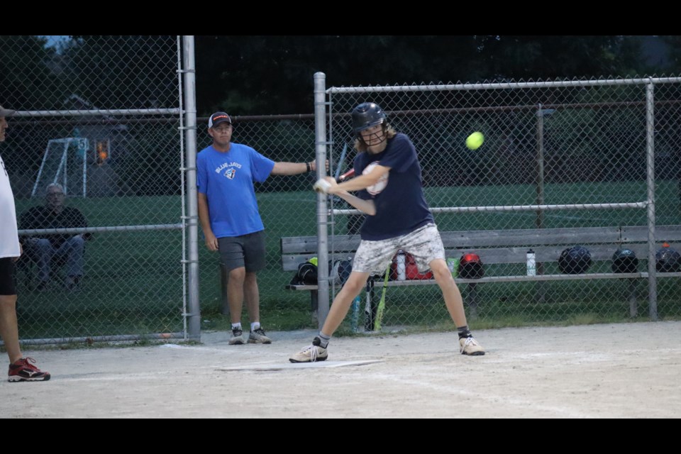 A Yankee takes a swing