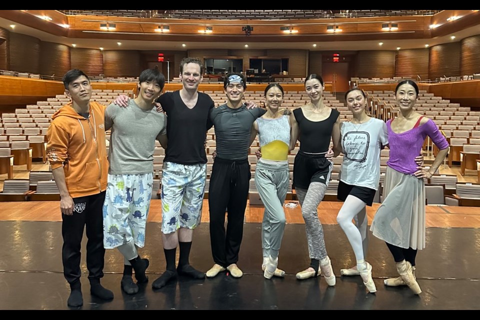 L-R: Choreographer Yosuke Mino with dancers Yue Shi, Liam Caines, Liam Saito, Chenxin Liu, Kyra Soo, Rachel Gibbs, and Yayoi Ban