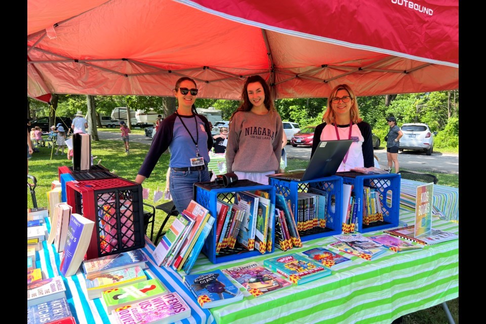Last year's pop-up library in St. Davids with Sarah Bowers, Tess Roberts Ramos and Debbie Krause.