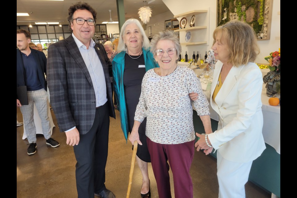 Lord Mayor Gary Zalepa with Cindy Grant, Brenda Shah and Pat Hicks. Shah and Hicks were volunteers back in the days of Newark Neighbours founder Peggy Anderson.