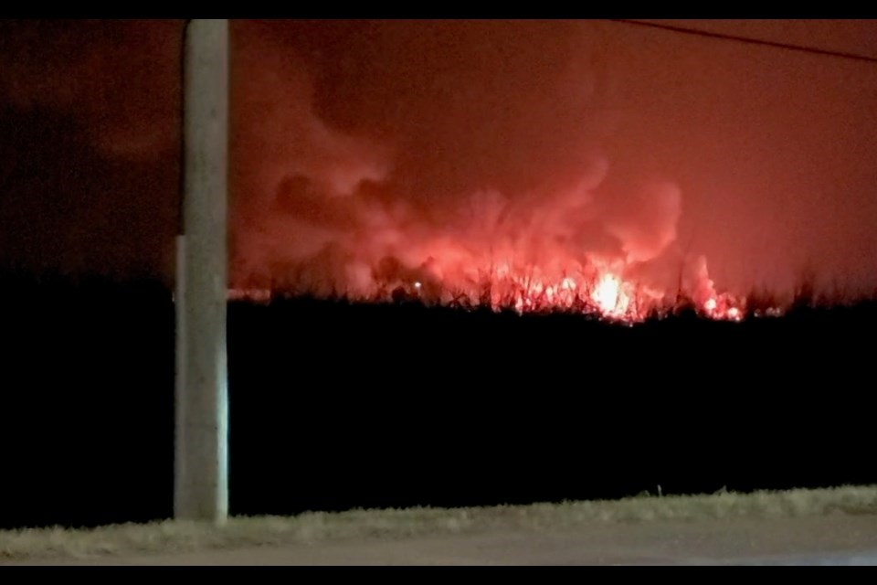 The Port Weller fire as it burned early in the morning of Jan. 12, 2023