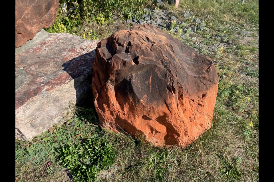 An example of the rock that gives the town of Red Rock its name. 