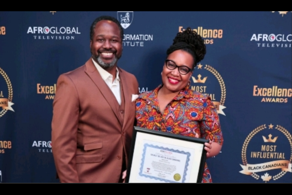 Rochelle Ivri and her husband Eldean at Afroglobal Television's Black History Month Showcase.. 