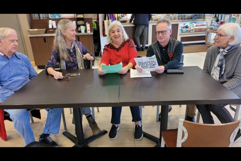 Terry MacTaggart, Fran Boot, Cindy Grant, Al Bisback and Peggy Walker at one of the early meetings of the Senior Housing Group.