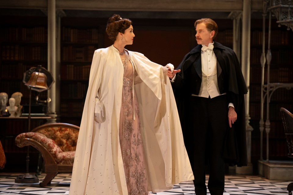 Kristi Frank as Eliza Doolittle and Tom Rooney as Henry Higgins in My Fair Lady. 