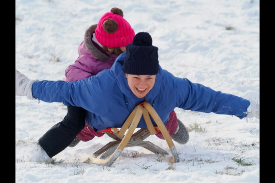 Sunny skies, soft snow and cold temperatures enticed a number of families to brave the hill at Fort George Saturday afternoon.