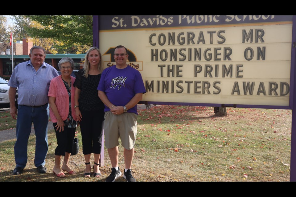 Bryce Honsinger's father Murray, mother Christine and wife Michelle were all at St. Davids for the celebration of his award