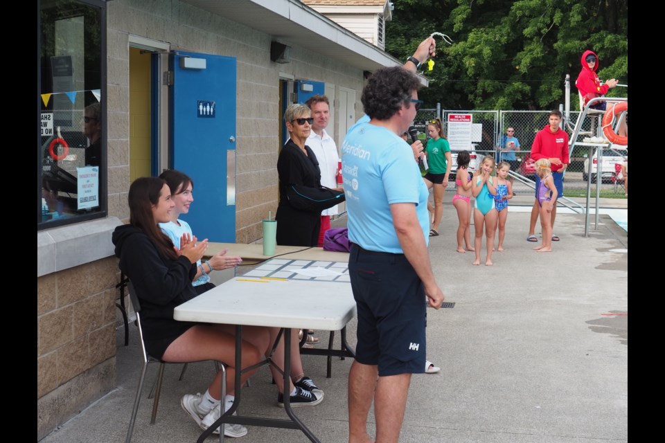 Lord Mayor Gary Zalepa started the swim meet at Memorial Park.  / David Gilchrist