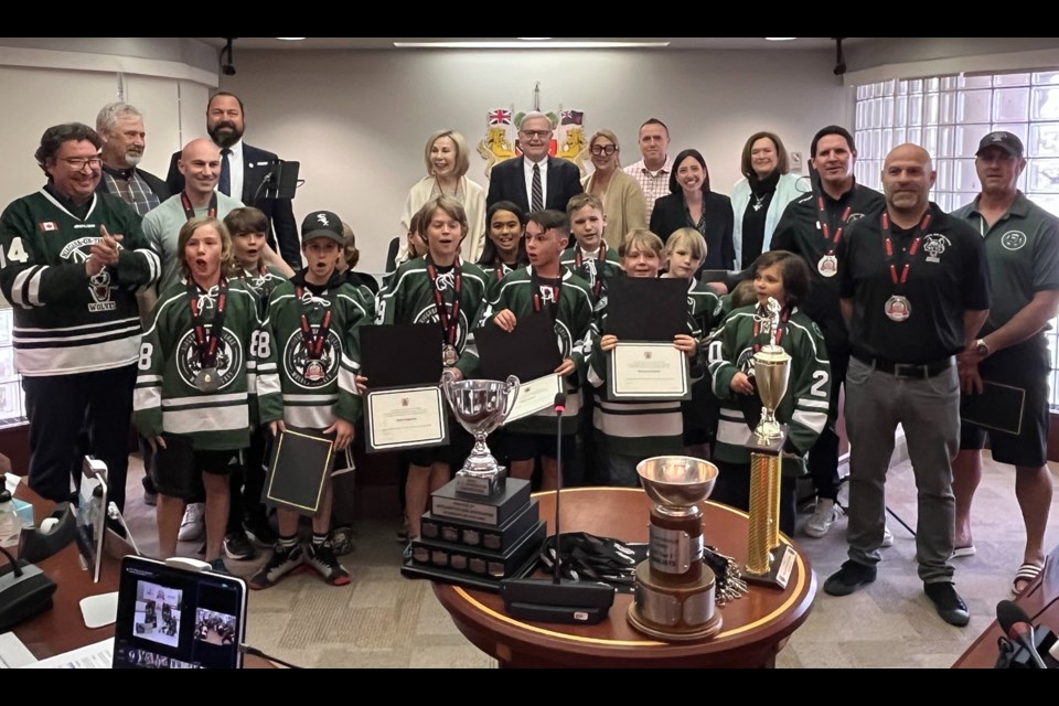 The NOTL Under-11 rep team players were congratulated at council for their OMHA success.