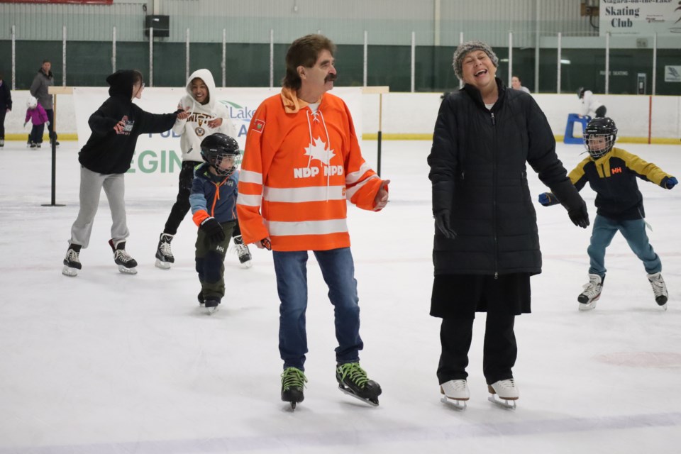 Gates had a chance to skate a few laps with some of his constituents.