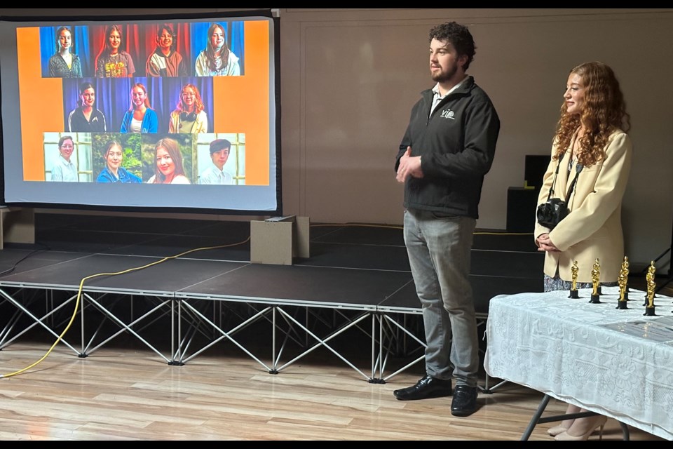 Goettler Film Academy instructors Carter Vahrmeyer and Eden Kennedy at last year's screening of short films created by participants. 