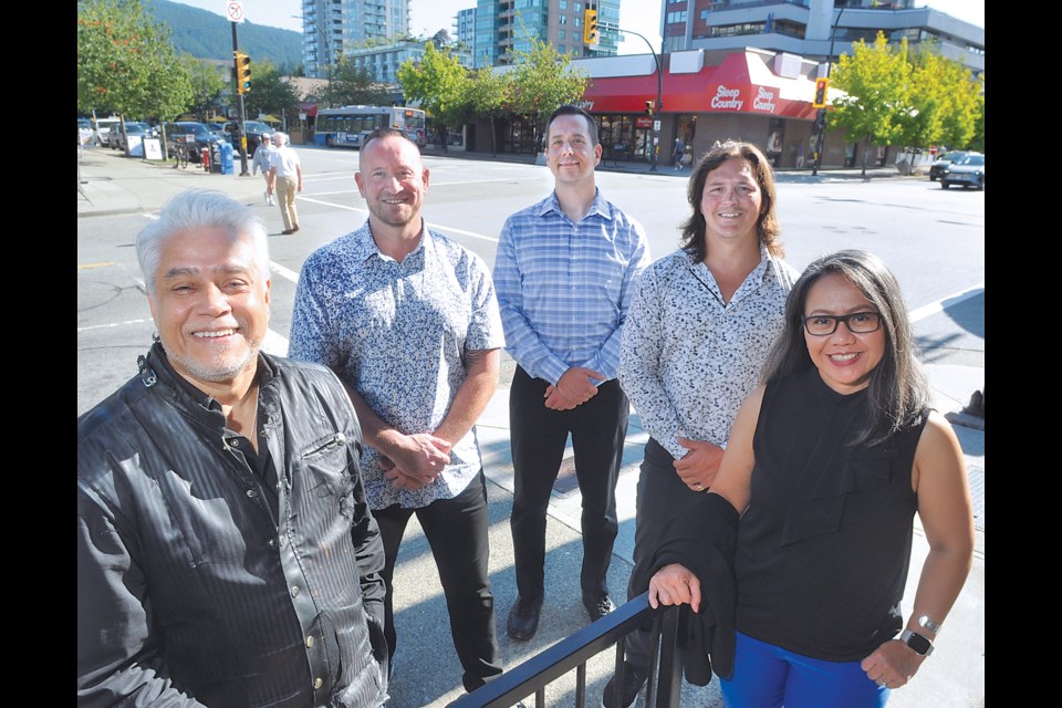 Shaun Mitha from Hatz Hair Studio, Noel Scott from ’80s
Restaurant, Shane Dembiske from OEB Breakfast Co.,
Bo Gregson from Lonsdale Wellness Studio and Heny
Mustikasari from Summerhill PARC are helping to lead the
charge for a new business improvement association in
North 91ԭ’s Central Lonsdale area. | Paul McGrath / North Shore News