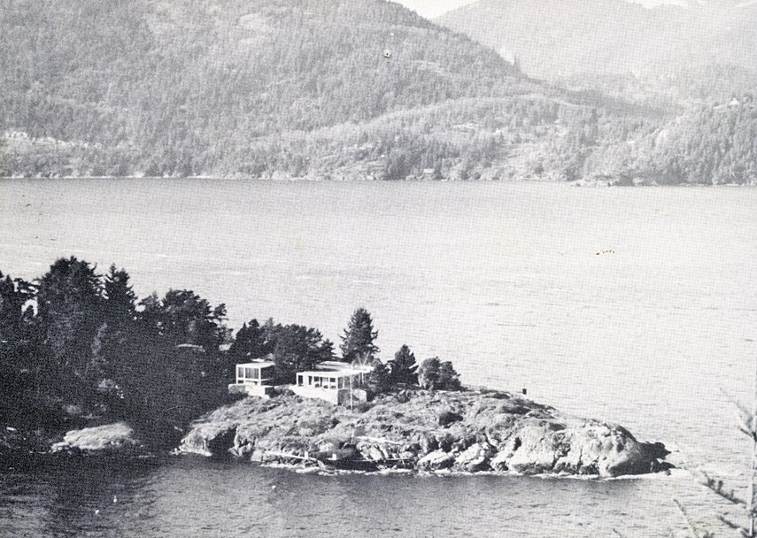 The Killam-Massey Residence at 7290 Arbutus Place, built in 1955, with Bowen Island in the background. 