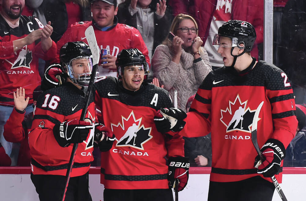 Connor Bedard ties Jordan Eberle for Canada's all-time goals