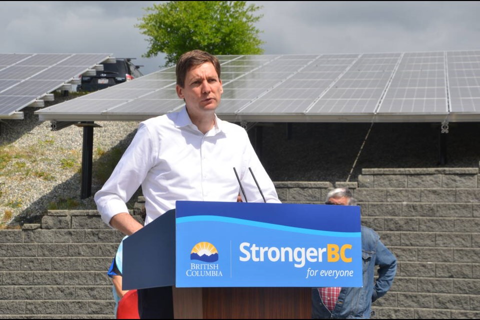 Premier David Eby speaks about the Tsleil-Waututh Nation's solar power project during a media event June 15. | Mina Kerr-Lazenby 