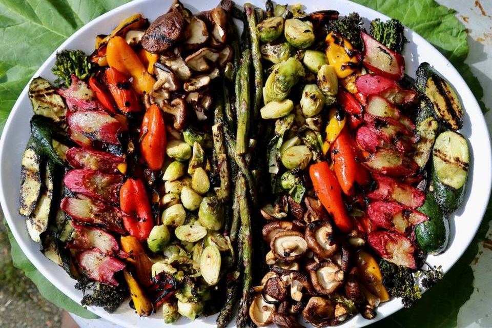 Eating the rainbow is easy with an assortment of grilled organic vegetables. | Laura Marie Neubert 