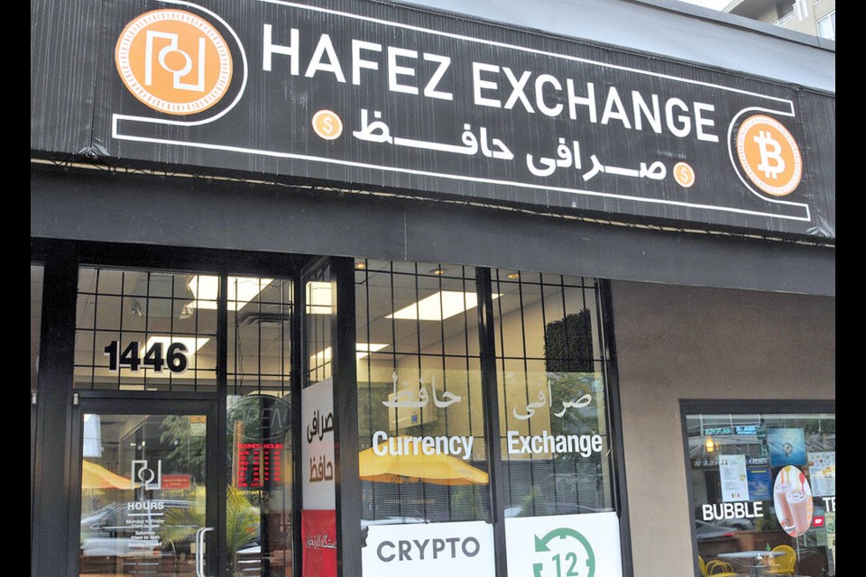 Hafez Exchange is one of the oldest currency exchange businesses in North Vancouver’s Central Lonsdale area, where several similar businesses have sprouted in recent years. | Paul McGrath / North Shore News 