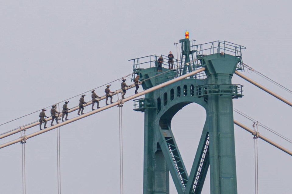 VPD officers had a bird's eye view from the top of the Lions Gate Bridge towers during a recent training exercise. | Mark Teasdale