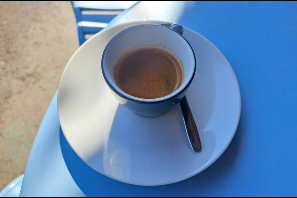 Espresso served at United Strangers on Mount Seymour Parkway comes in a handsome blue cup. | Nick Laba / North Shore News