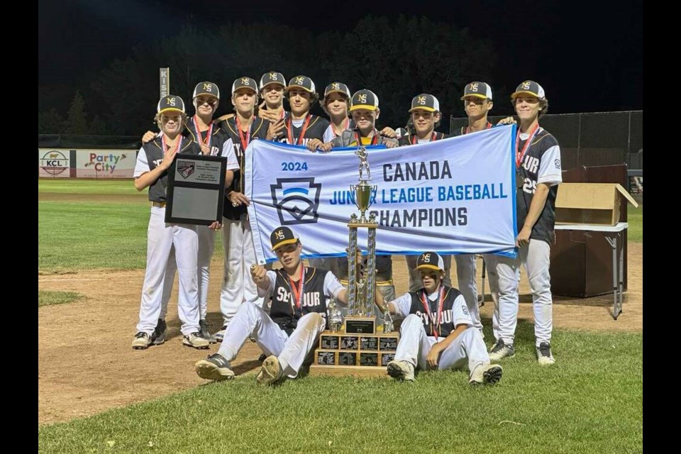 The Mount Seymour Little League junior team celebrates victory as national champions. | Courtesy of Ben Boon