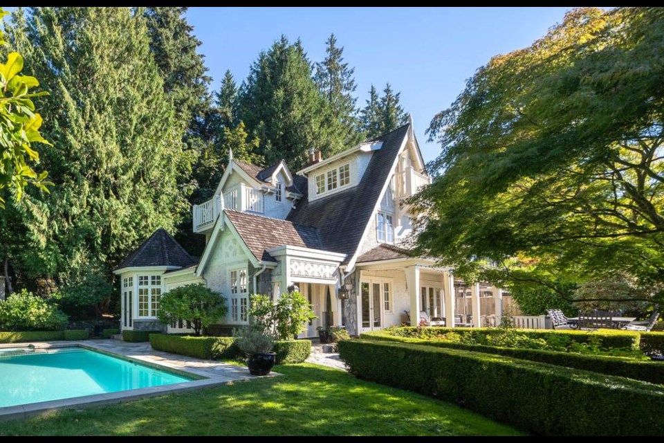 Steep roofs and ornamental details define the original Tudor Revival look of the now-updated home at 6155 Gleneagles Dr. | Courtesy of Anne LeBlanc 