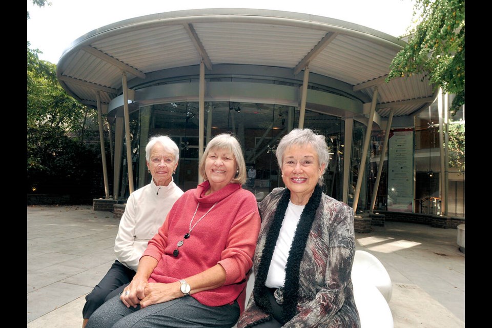 Theatre volunteers Joy Simmons (left) and Donna Mihm, with founding board chair Maggie Pappas, have been with the theatre since the very beginning. | Paul McGrath / North Shore News 