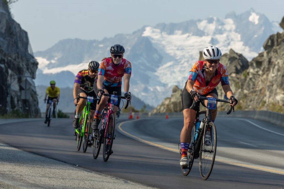 Riders tackle the tough climb from Vancouver to Whistler in the RСƵ GranFondo Sept. 6. | Sterling Lorence Photography