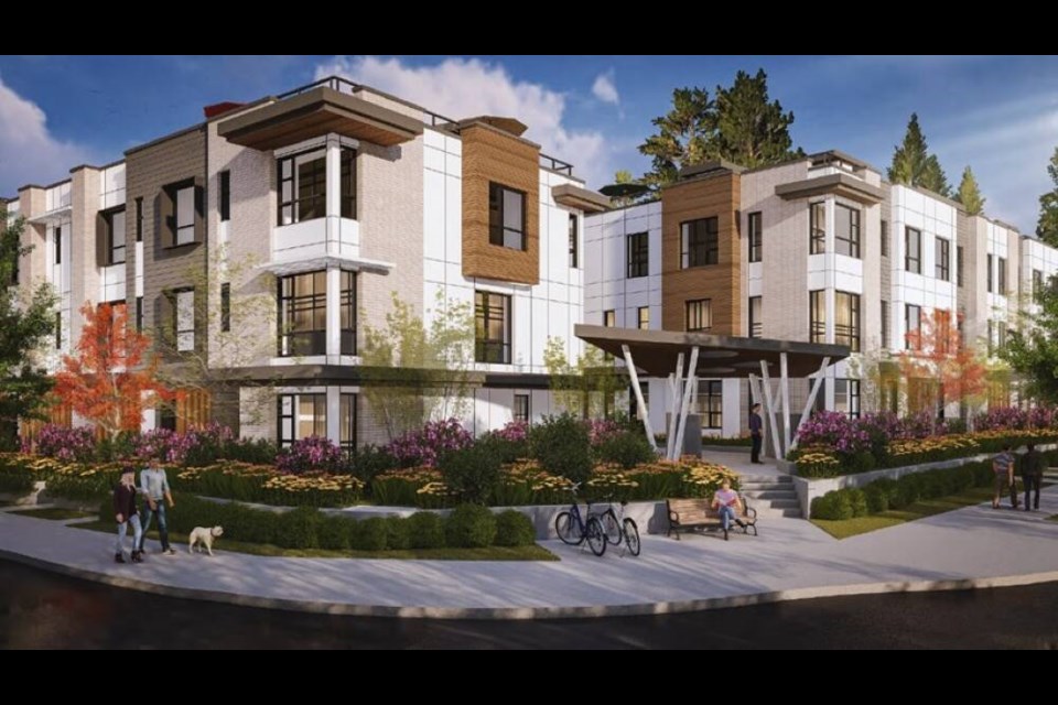 A proposed all-strata townhome development at 1915-1987 Glenaire Drive and 1974-1990 Belle Isle Place has been dubbed Belle Isle North by the developer. | Integra Architecture 