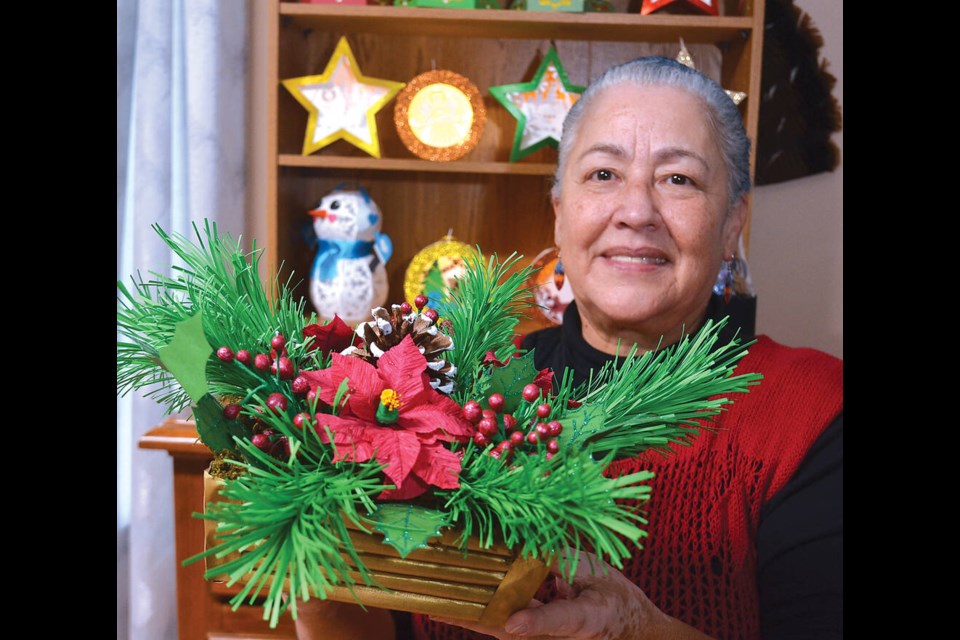 Tsleil-Watuth Nation's Bernadette Guss displays some of the items she is creating for the Nation's 22nd annual Christmas Craft Fair Dec. 7-8. | Paul McGrath / North Shore News