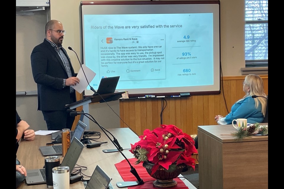 Matt Worona, principal for partner success with The Wave's parent company Via Transportation, presented the to Kenora Council on Dec. 10, 2024.