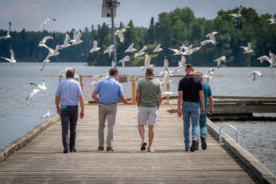 Minister Rickford and Mayor Harrison walking on the The Van Horne Landing Dock (Photo by Tom Thompson)