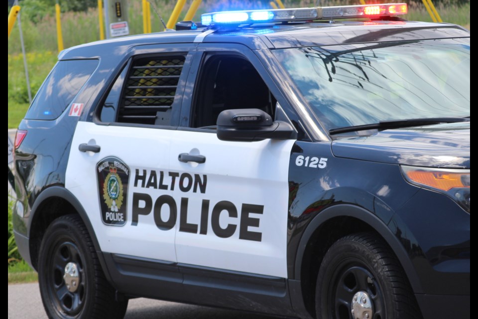 Halton Police car with lights on from June 15, 2024