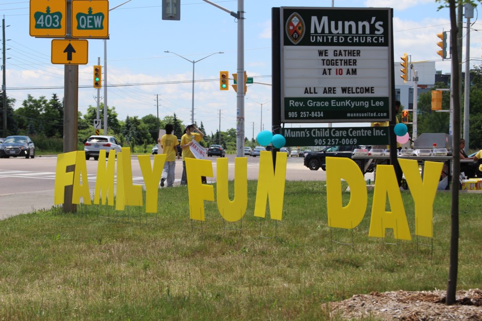 Family Fun Day sign at Munn's United Church on June 15, 2024