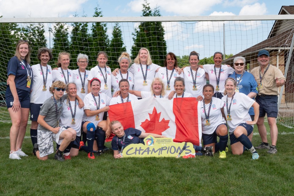 Shooting Stars soccer team at Pan-Am Masters Games in Cleveland