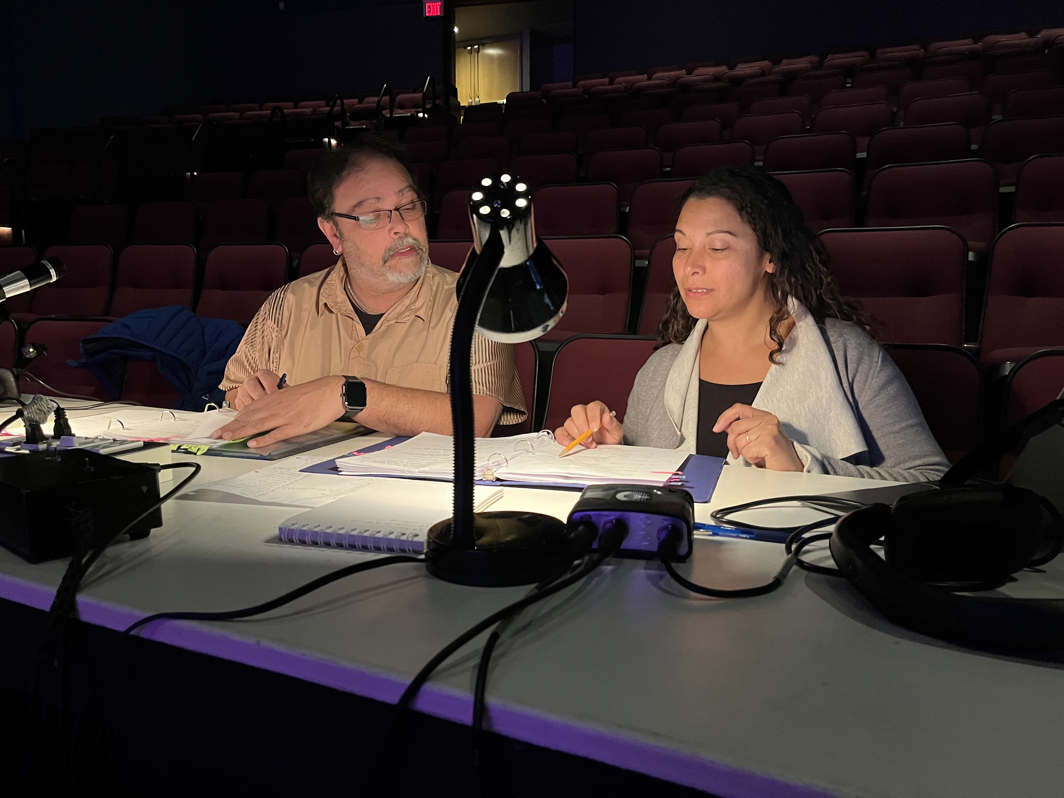 Director Chantal Forde and stage manager Arron Smaller at work on Rapunzel: A Holiday Pantomime | T. Collins / Oakville News