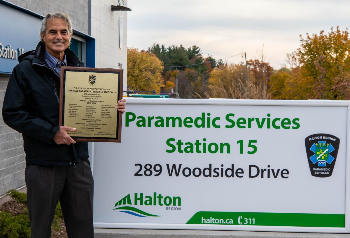 Regional Chair Gary Carr at the official opening of Paramedic Services Station #15 in Oakville on November 5, 2020. | Halton Region