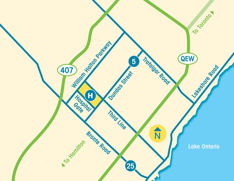 Oakville Trafalgar Memorial Hospital Road Map