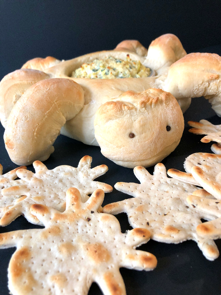 Spinach Artichoke Dip, baked into a Halloween dish | recipe | Michele Bogle