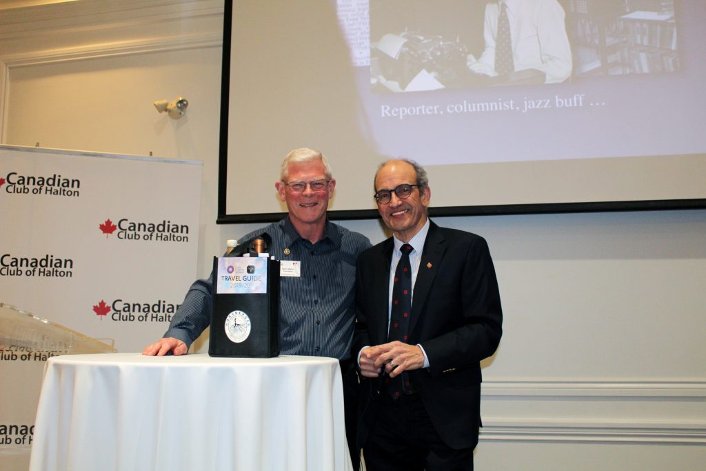 Barry Wylie and Ted Harris February 20 2020 | Speaker Ted Harris with Barry Wylie, President - Canadian Club of Halton; Photo Credit: Kristen Curry | Kristen Curry