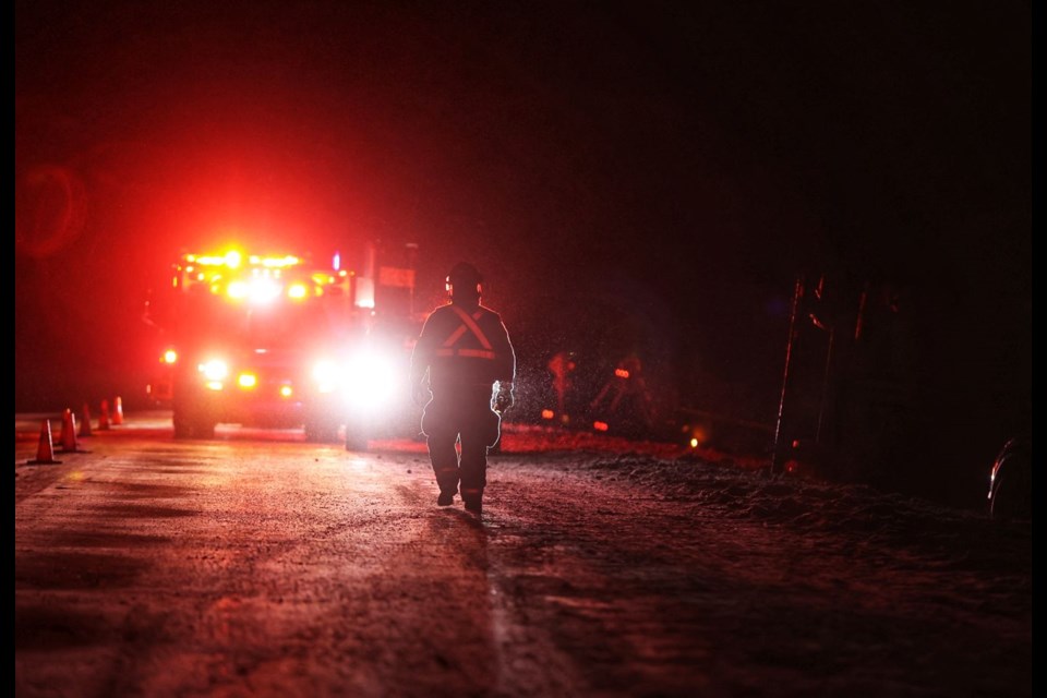 Emergency crews deal with a multi-vehicle collision on Highway 2 at 306 Ave. on Nov. 2.