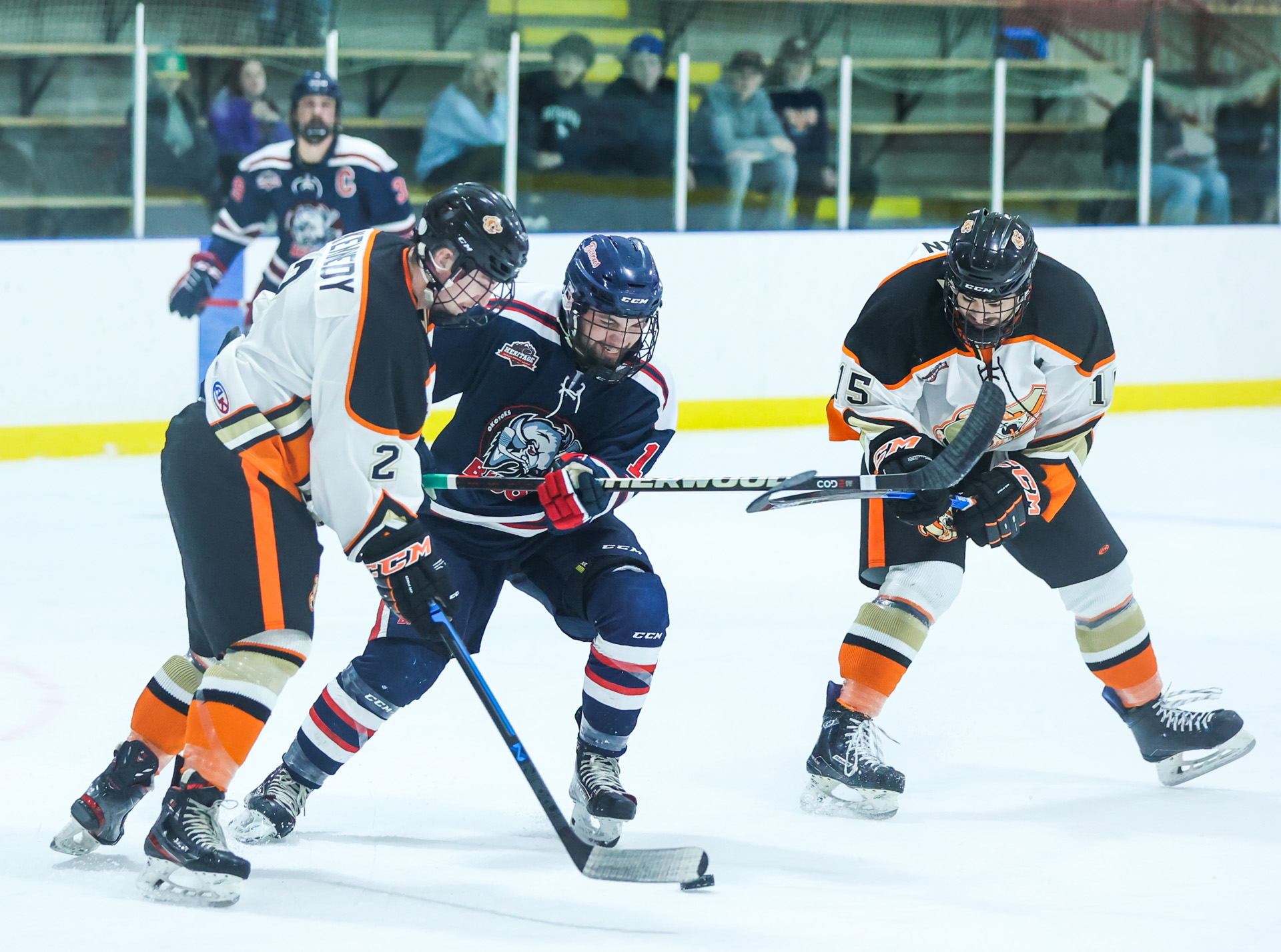 Okotoks Bisons in tough battle in the Hat Saturday night