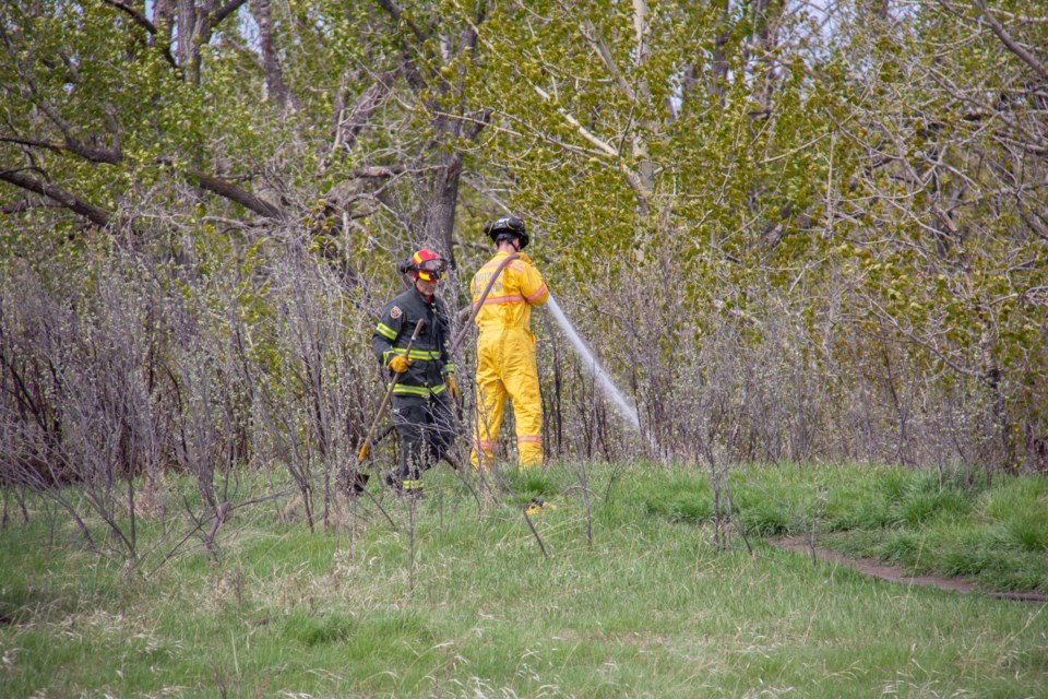 Okotoks fire crews responded to a reported grass fire near the 100-block of Cimarron Drive.