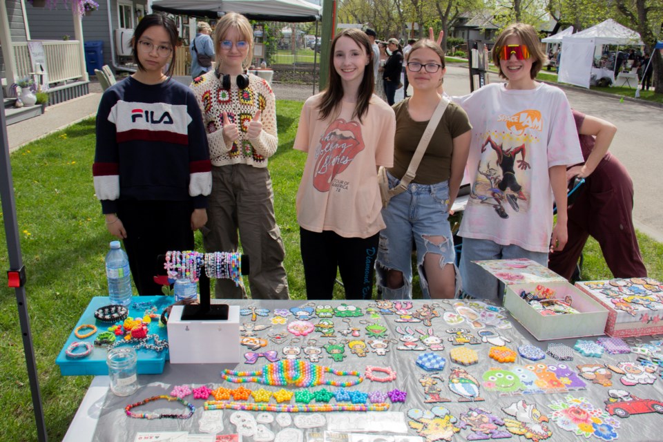 Young artists at the Okotoks ARTSwalk 'youth booth' on June 1.