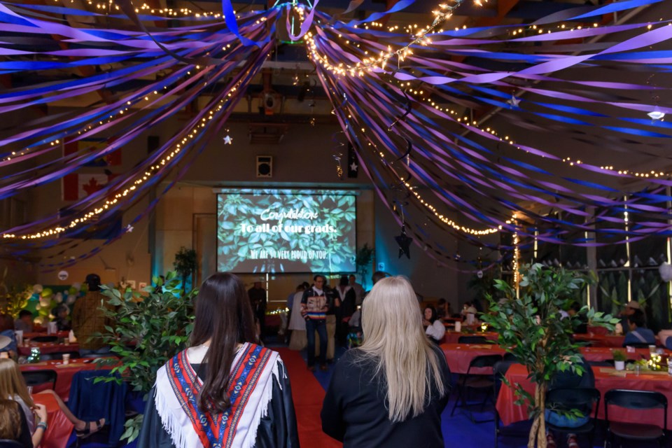 The gym at Chief Jacob Bearspaw Memorial School in Eden Valley was decorated for the school's graduation ceremony on June 20. 