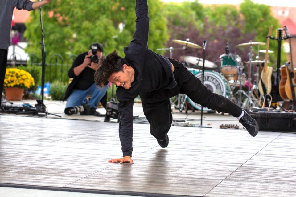 Team Canada Olympic gold medallist Phil 'Wizard' Kim puts on a show with some of his signature mind-blowing breakdancing at Spruce Meadows on Sept. 4.