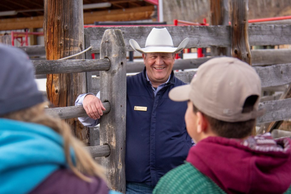 Calgary Stampede CEO Joel Cowley addresses the ambassadors during the Calgary Stampede’s OH Ranch Branded Beef Youth Ambassador Program kick-off at OH Ranch, located near Longview, on Oct. 19.