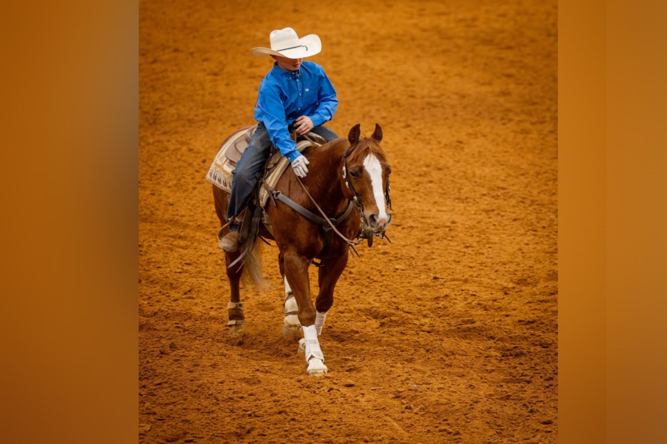 Levi Swales, 13, of Millarville, competes on CD Shiner in the 2025 NRCHA World Championships in Fort Worth, Texas.